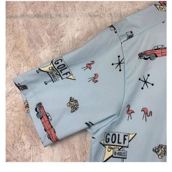 Men's medium bad birdie retro golf Starburst classic car flamingo - Picture 3 of 8